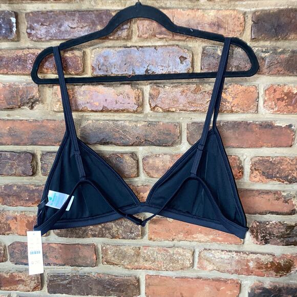 NWT J. Crew Black Ribbed Triangle Bikini Swim Bathing Suit Top Women's Size 2X - Picture 4 of 7